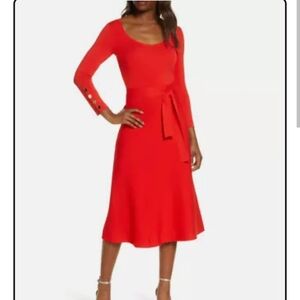 NWOT Coral Red Knit Dress Summer Knit Size M BY Eliza J